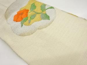 幾何学に薔薇模様織出し名古屋帯